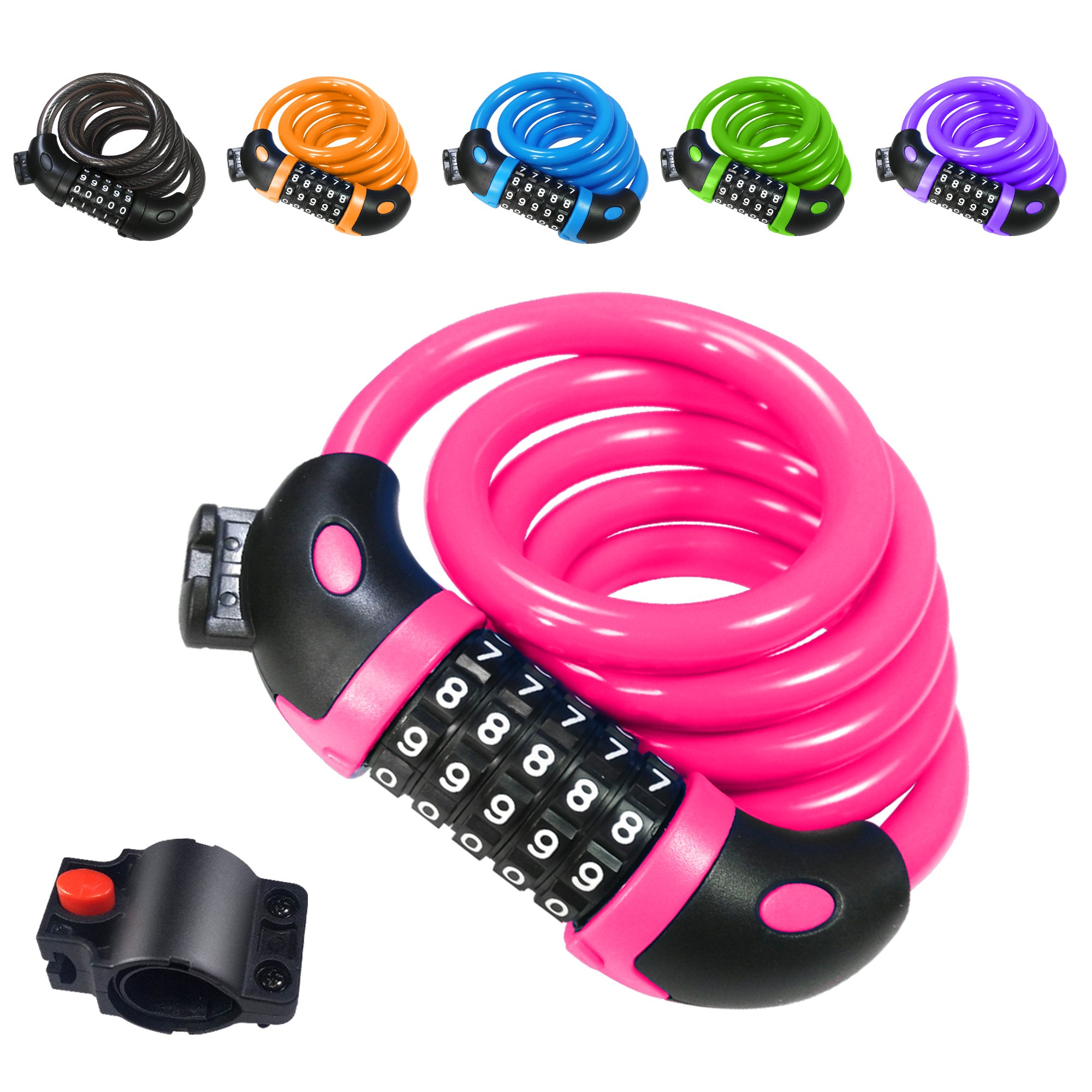 REHKITTZ Bike Lock Bicycle Locker Combination 5 Digit 120cm/12mm Long Cycle Cable Locks Bikes Chain High Security for E-Bike Mountain Bike Outdoor Ski Gate Accessories