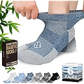 NOLUNT Diabetic Socks for Men,6 Pairs Low Cut Diabetic Neuropathy Socks for Men 9-11/10-13(White+Deep Blue+Blue+Dark Grey+Grey+Black-Large)