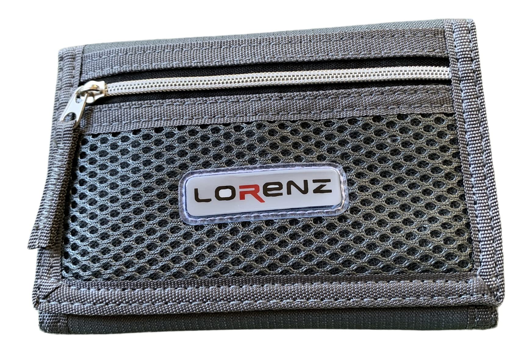 Lorenz Mens Slim Canvas Sports Wallet with Belt Hook - Grey