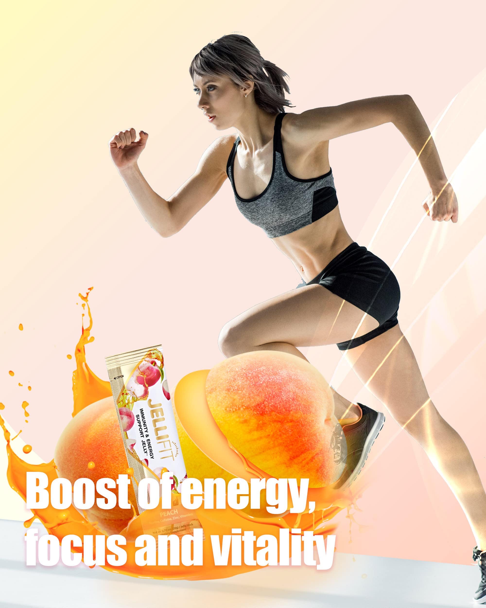 Jellifit Pack of 8 Energy Gel - Pre Workout Energy Gels for Running - Gelatin and Gluten Free Energy Supplements - Sports Nutrition with 30mg Caffeine for High Performance