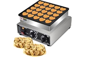 Mini Dutch Pancake, Dutch Heart Shaped Pancake Maker, 25 Pieces, Mini Pancake 950W, 110V Proffertjes Muffin Waffle Maker for 