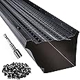LeafTek Gutter Guards for Leaves - Black 5" x 200' - Heavy-Duty Aluminum Protection System with Vented Raised Ridge Edge - American-Made Shield Covers for Gutters - DIY-Friendly Leaf Barrier