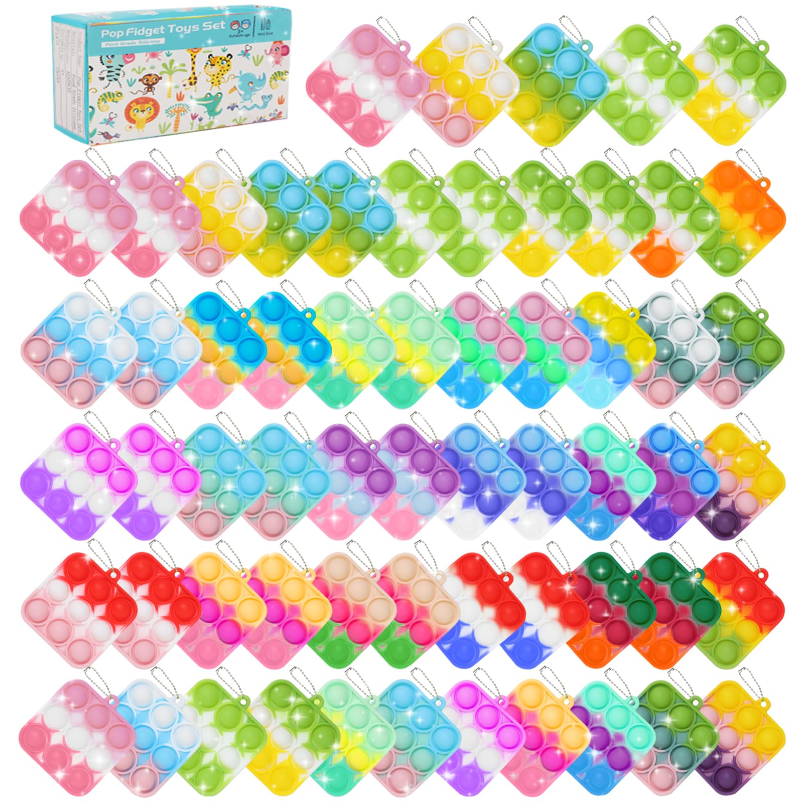 Photo 1 of 57PCS Party Favors for Kids,Fidget Toys Bulk Its Birthday Party Favors for Toddlers Adult, Small Classroom Prizes Box Fidgets Toys for Kids, Goodie Bag Stuffers, Treasure Chest, Bubbles Poppers
