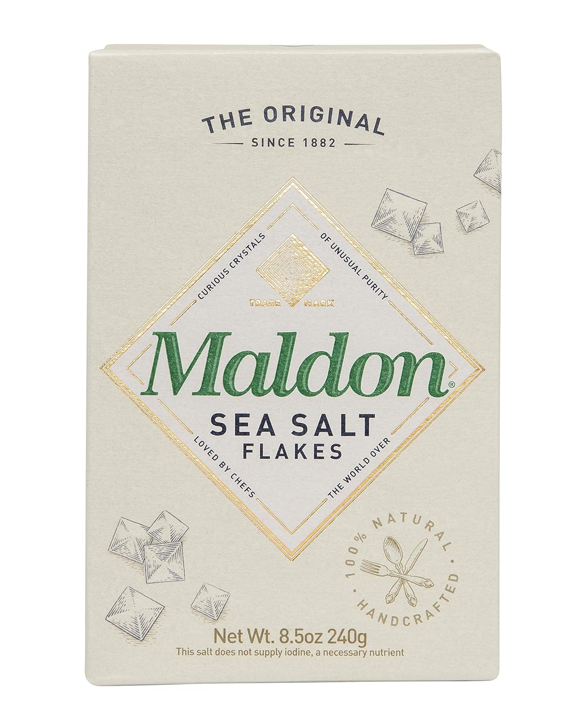 Maldon Salt, Sea Salt Flakes, 8.5 oz (240 g), 2 Count, Kosher, Natural, Handcrafted, Gourmet, Pyramid Crystals : Grocery & Gourmet Food