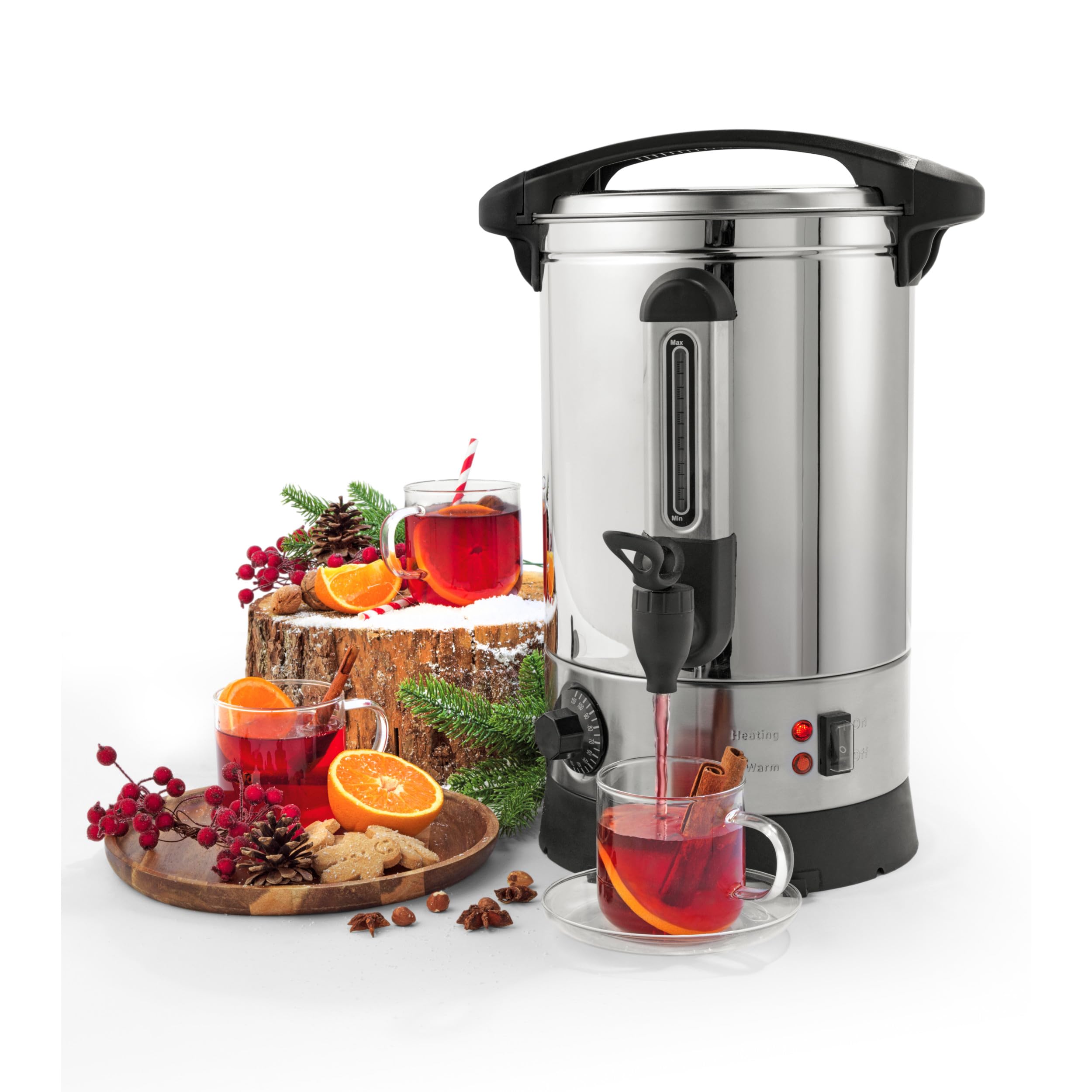 Giles & Posner EK2907 Electric Hot Water Dispenser Urn – 7L Mulled Wine Urn, Tea/Coffee/Pumpkin Spice Drinks Boiler With Tap, Adjustable Temperature, Drink Warmer For Catering, Office, Parties, 1500 W