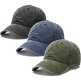 FURTALK 3 Packs Unisex Vintage Washed Cotton Distressed Baseball Cap Low Profile Adjustable Dad Hat