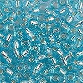 Miyuki Round Rocaille Seed Beads Size 6/0 20g Silver Lined Aqua