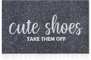 AOAOPQ Front Door Indoor Outdoor Entrance Doormat Grey Rubber Welcome Door Mat Cute Shoes Take Them Off Doormat Anti Slip Easy to Clean Corridor Patio Entry Mat