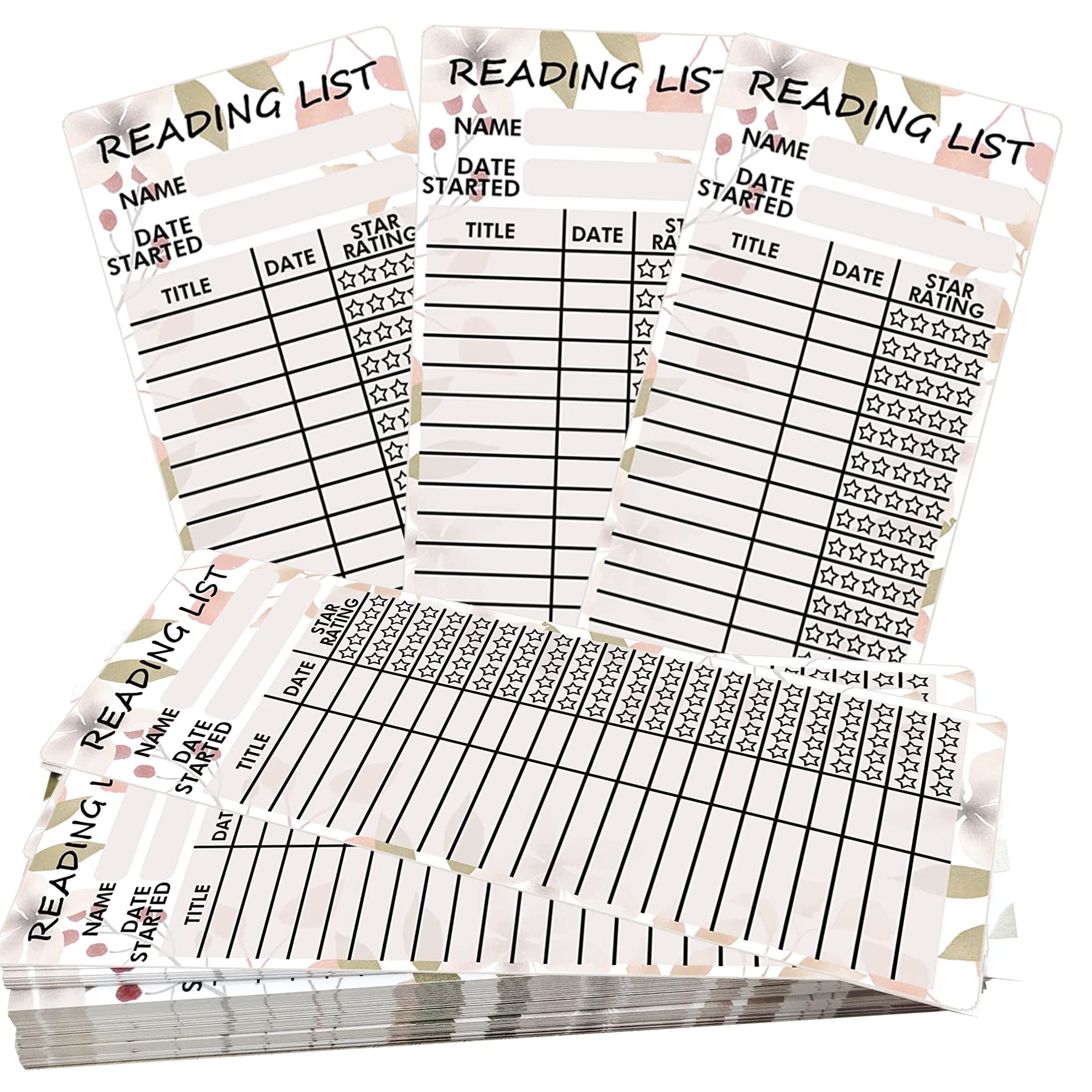 50 Pcs Reading List Bookmark Tracker 3x8 Inch Personal Libraries Cards Page Tracker Log for Students, Lovers, Readers - Literary Gifts, Book Accessories, Thick Material