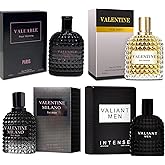 A CENTER Men's Cologne Gift Set 4PCS Combo Include Valentine Milano,Valentine,Valiant Men & Valuable Paris - 3.4 Fl Oz Each | Vanilla, Leather & Amber Floral Long Lasting Fragrance