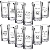 Cunhill 12 Packs Funny Shot Glasses Acrylic Clear Party Shot Glasses 1.2 Ounce Small Wine Glass Galentines Day Cups Bulk Adult Birthday Drinking Gifts Supplies(Friend)