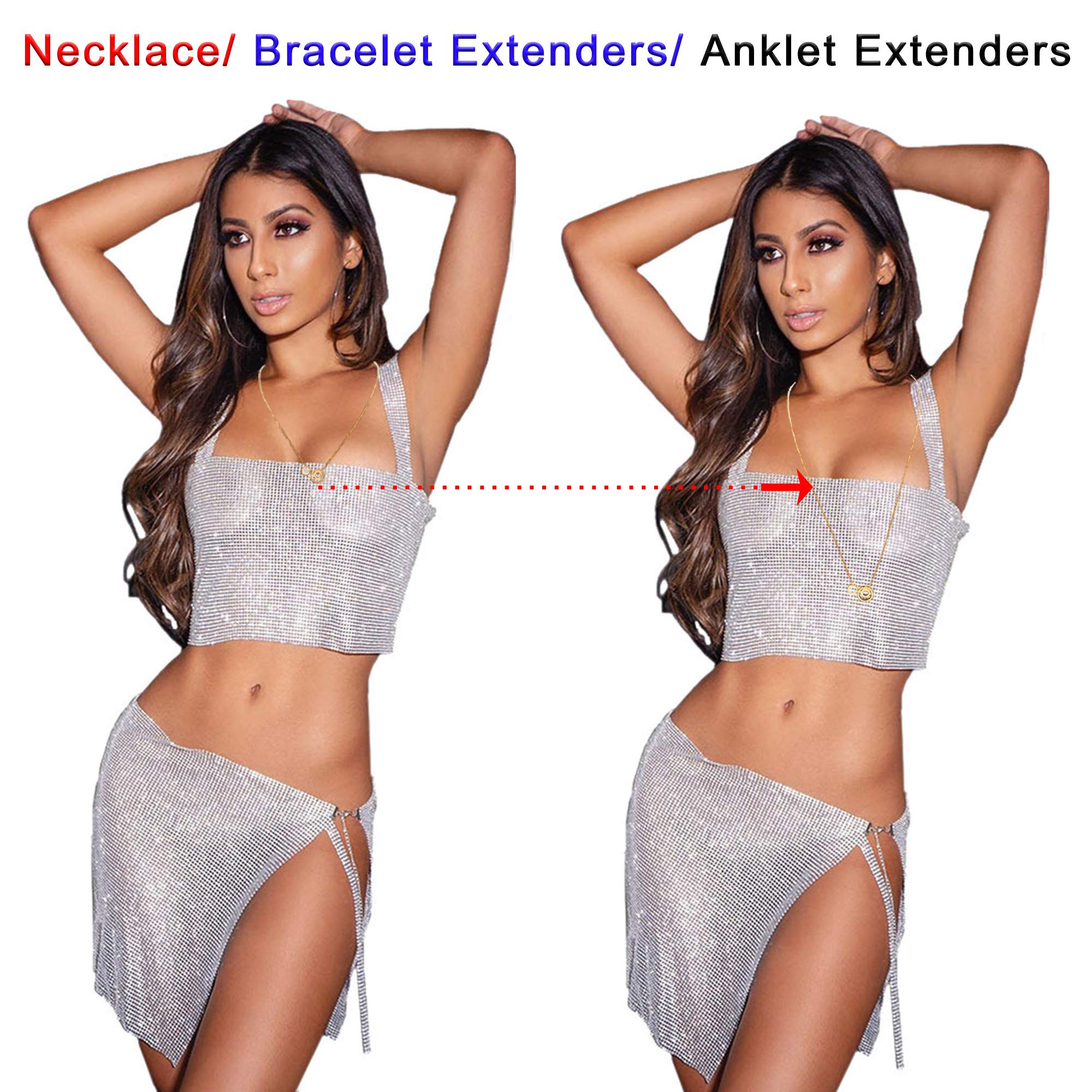 D-buy 8 Pcs Necklace Extender Gold and Silver Plated Bracelet Extender Extender Chain Set 4 Different Length: 6 inch 4 inch 3 inch 2 inch (4 Gold, 4 Silver)