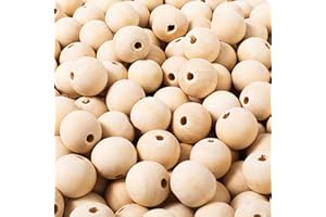 KOOCHOICE 500pcs 20mm Wooden Beads Natural Unfinished Round Wood Loose Beads Wood Spacer Beads for Craft Making Decorations and DIY Crafts