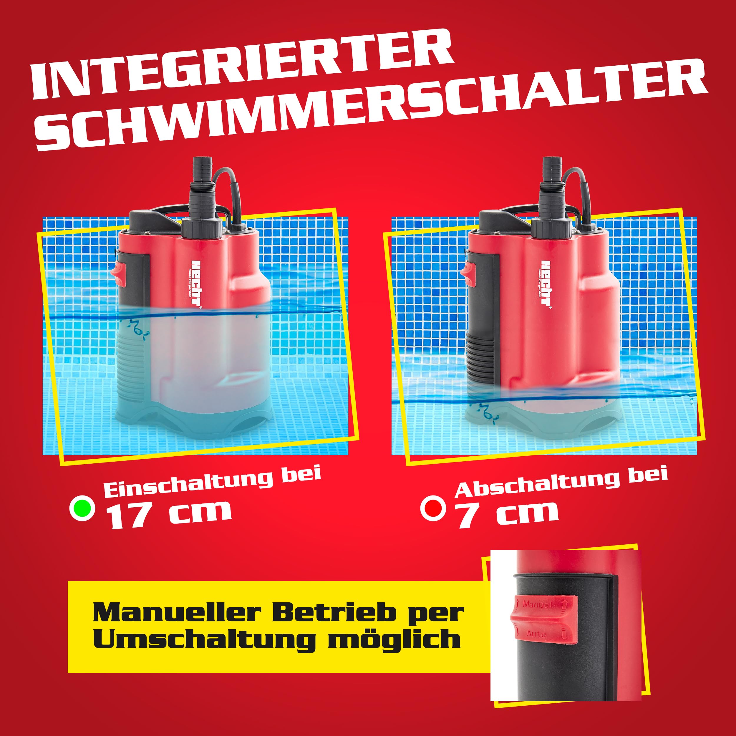 HECHT Tauchpumpe 750 W 13000 l/h bis 9 m Förderhöhe 4