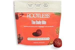 Rootless Double Strawberry Seaweed Daily Bites – 1 Week Trial Pack for Hormone & Thyroid Health | 100% Daily Iodine, Whole Food Ingredients, No Added Sugar (7 Bites)