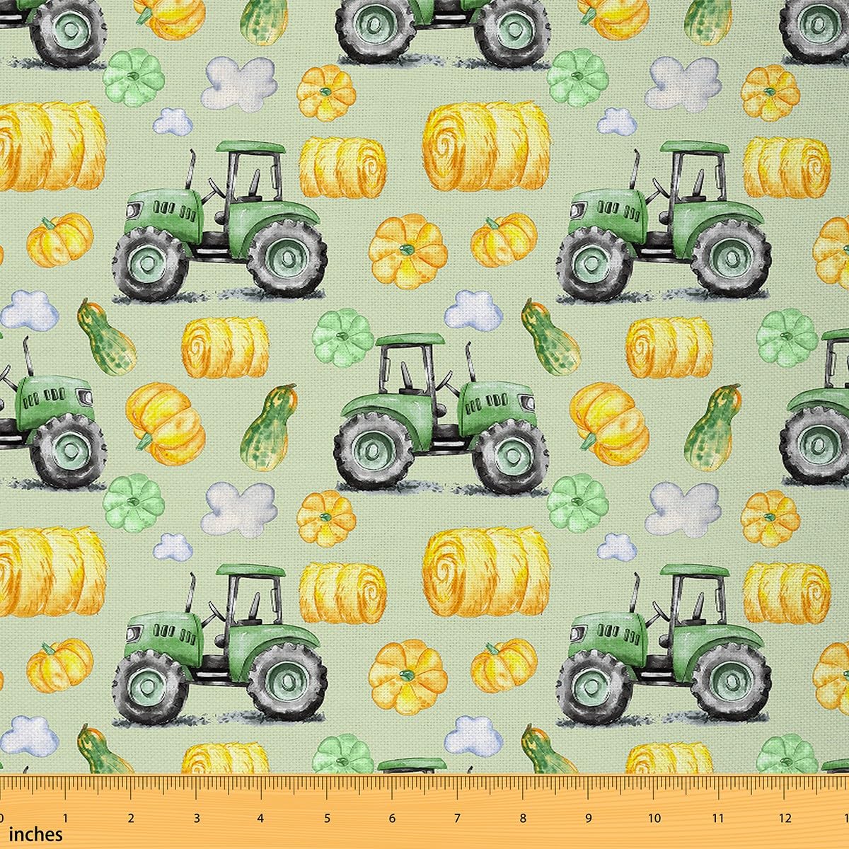 Photo 1 of ***3 INCLUDED***jejeloiu Tractor Fabric by The Yard 1 Yard Cartoon Farm Equipment Trucks Decorative Waterproof Outdoor Fabric Harvester Tractor Upholstery Fabric for Chairs Watercolour Outdoor Fabric Outdoor Fabric***3 INCLUDED**