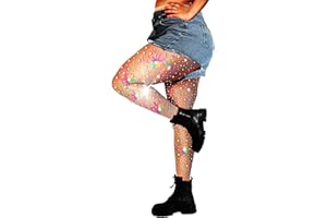DancMolly 10X Strong Ultra Sparkly Rhinestone Fishnet Stockings, Plus Size Sparkle Tights for Women Sexy Party Concert Outfit