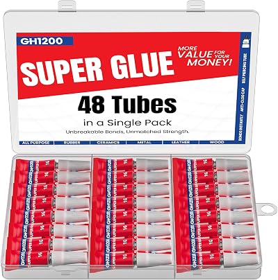 GH1200 48 x 1g Super Glue Anticlog Cap All Purpose Thick Fast Bonding