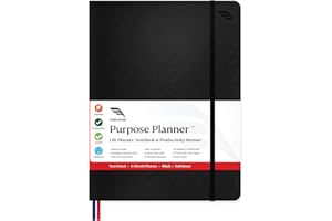 ROTERUNNER Purpose Planner Notebook B5 7.5”x9.8” Undated Daily Planner 2024-2025 Daily Weekly and Monthly Productivity Goal Setting Tool for Work Home ADHD Planner for Adults Self Care Journal (Black Softcover)
