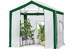 EAGLE PEAK 8x8 Portable Walk in Greenhouse with Polyester Reinforced Corners, Heavy Duty Instant Pop Up Outdoor Gardening Gre