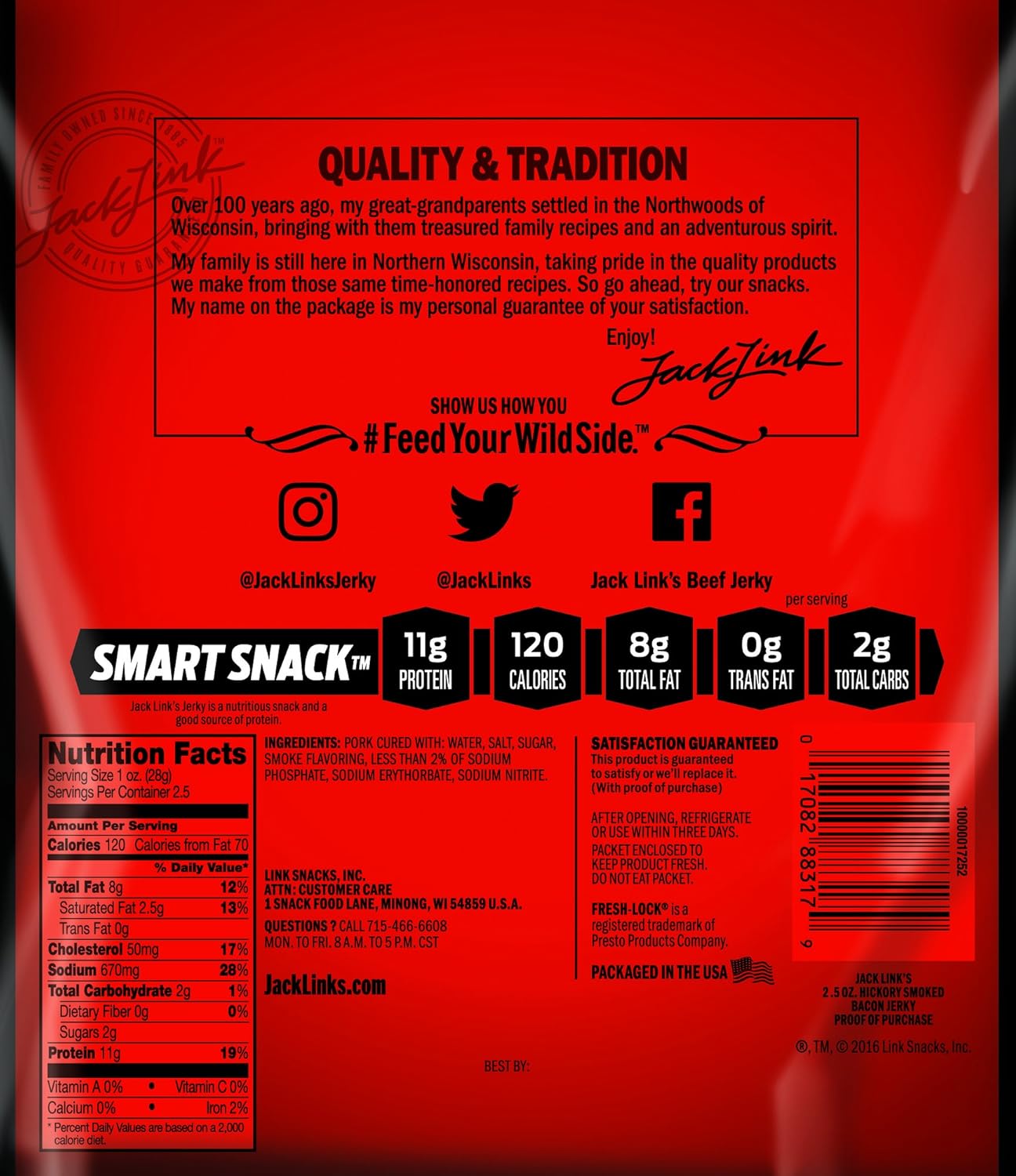 Jack Links Bacon Jerky Nutrition Runners High Nutrition