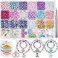 Cludoo 773Pcs Mermaid Charm DIY Beads for Jewelry Making, Unicorn DIY Bracelet Making Bead Kit for Kids Girls with Starfish Shell, Ocean Pearl Beads
