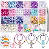 Cludoo 773Pcs Mermaid Charm DIY Beads for Jewelry Making, Unicorn DIY Bracelet Making Bead Kit for DIY Craft with Starfish Shell, Ocean Pearl Beads