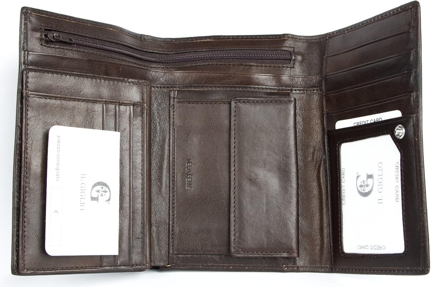 Il Giglio Women's Genuine Leather Wallet Without Any Logos or Markings Brown - Image 3