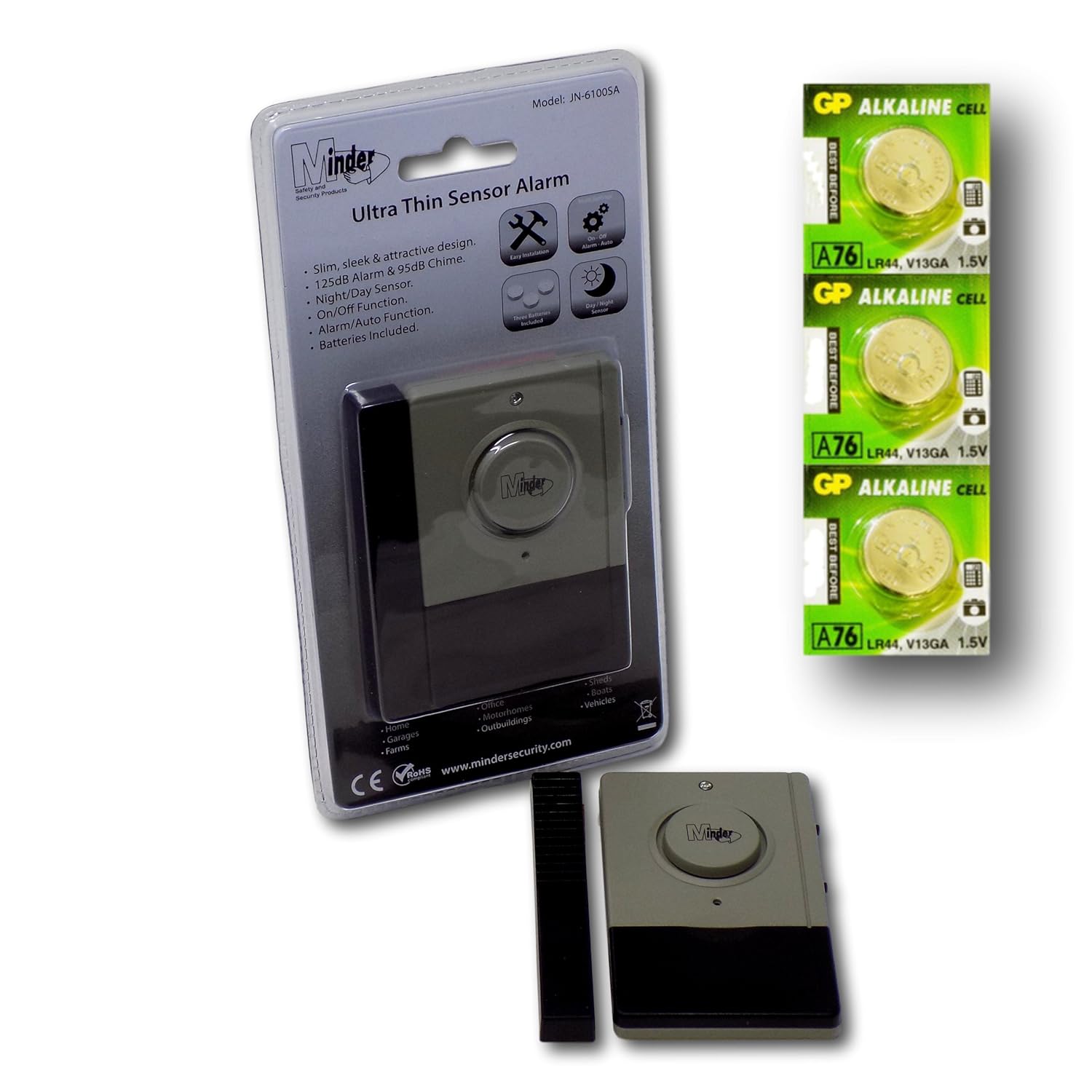 Minder 125dB Ultra Thin Window and Door Alarm and Entry Chime