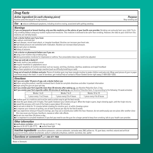 AMAZON BASIC CARE UNCOATED NICOTINE POLACRILEX GUM 4 MG, MINT FLAVOR, STOP SMOKING AID, 220 COUNT