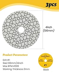Panfreet 3 Step Diamond Polishing Pads 4",Granite