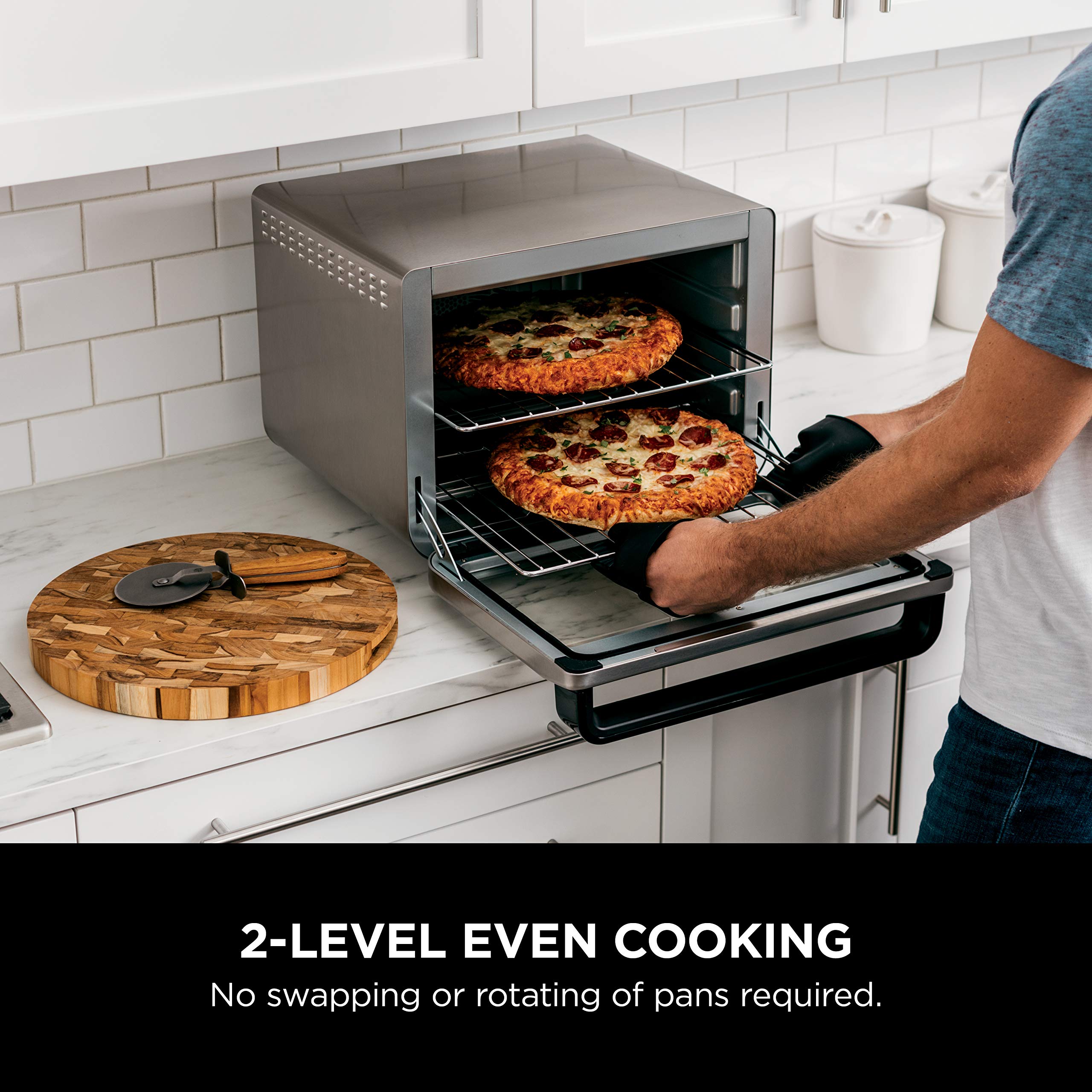 Ninja Air Fryer & Toaster Oven | Foodi Series, XL Pro Air Oven Kitchen Countertop Convection | 10-in-1 Functions | Fits a 5-lb Chicken & Sheet Pan of Vegetables | 1800 Watts | Stainless Steel | DT201