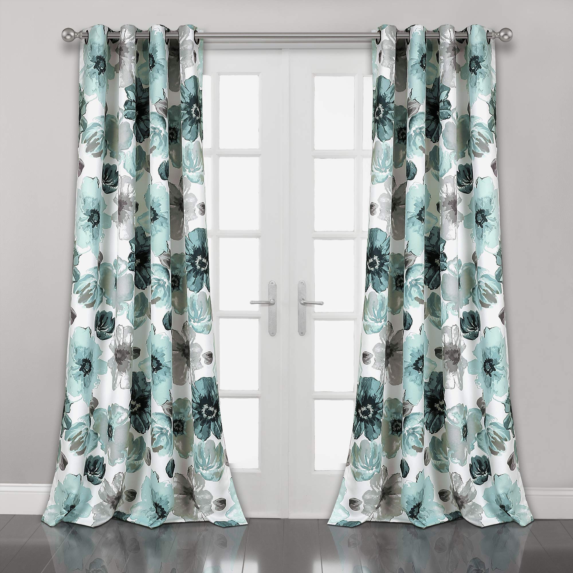 Lush Decor Leah Room Darkening Window Curtain Panels Blue 52X108 Set