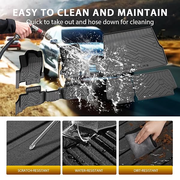 POWERTY FLOOR MAT FOR TOYOTA 4RUNNER 2025 2026, ALL WEATHER TPE CUSTOM TRUNK CARGO MAT LINER WITH BACKREST MAT REPLACEMENT FOR TOYOTA 4RUNNER ACCESSORIES (FIT 5 SEATS,NOT FOR HYBRID MODEL)