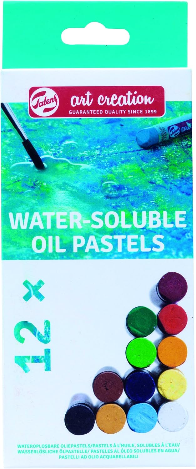 Talens Art Creation - Water-Soluble Oil Pastel Set - 12 Vibrant Colours - Blendable & Smooth - Ideal for Watercolor Effects