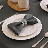 Encasa XO Charcoal Grey Cloth Napkins Set of 12 17x17 in Cotton Dinner Napkins view 2
