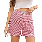 ENJOYNIGHT Women's Pajama Shorts Cotton Plaid Lounge Sleep Shorts Summer Casual Bottom with Pockets