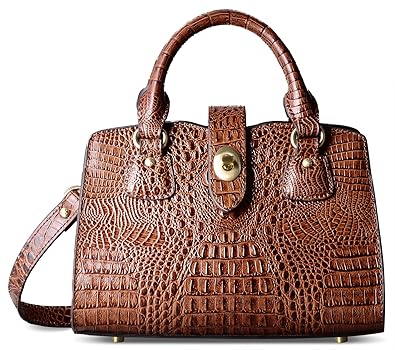 PIFUREN Women Top Handle Handbags Satchel Small Crocodile Cross Body Purse