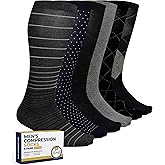 Pembrook Light Compression Socks for Men - 6 Pairs | 8-15 mmHg Graduated Compression Socks for Men 9-12 | Support Socks