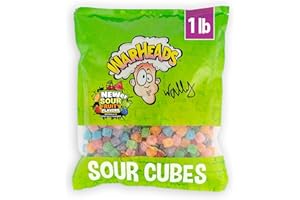 WARHEADS Cubes - Sour, Sweet & Fruity Chewy Candy with New Sour Fruity Flavors: Orange, Watermelon, Blue Raspberry, Black Cherry, Strawberry & Green Apple - 1 lb Bulk Bag