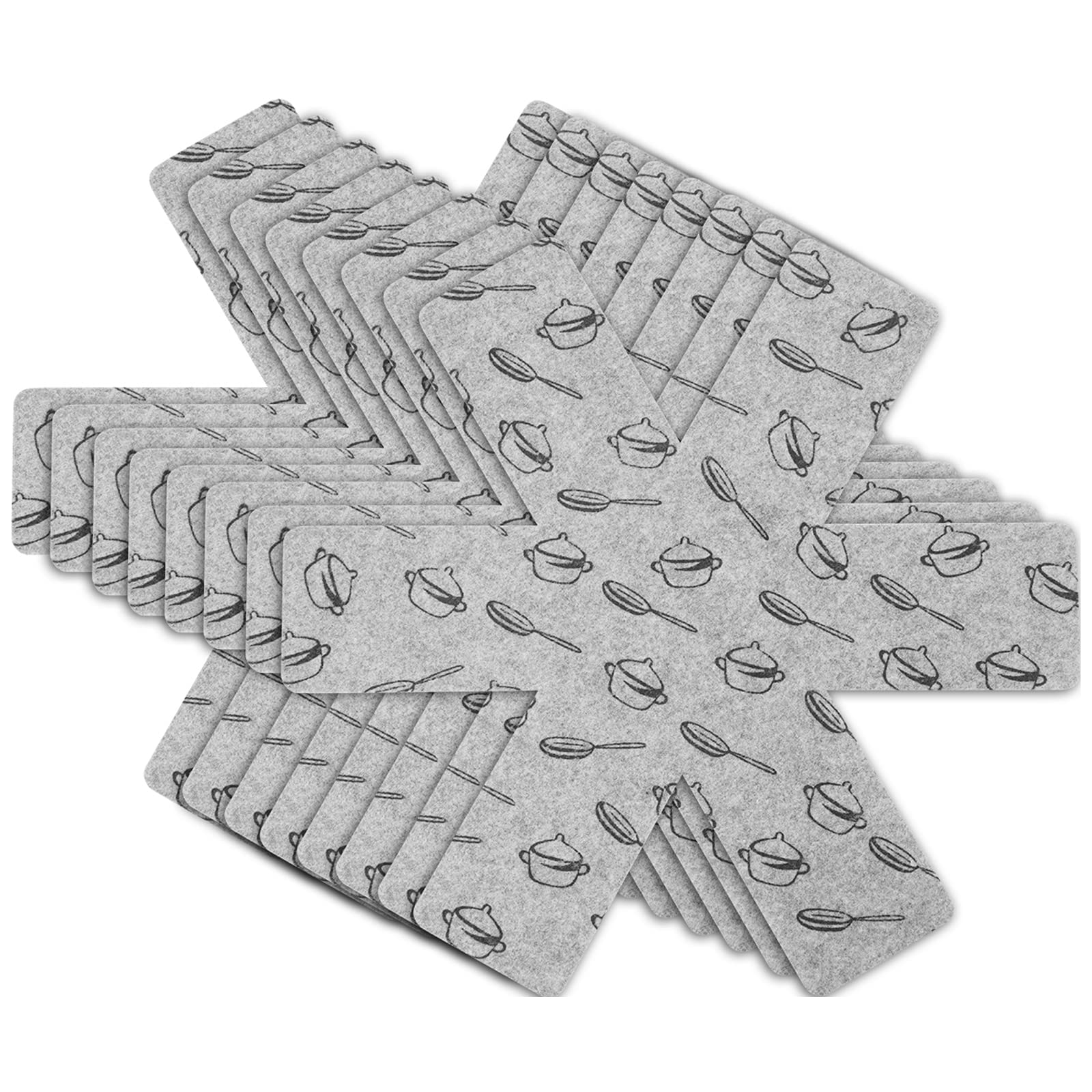flintronic Pot Pan Protectors, Set of 8 and 3 Different Sizes(38/35.5/26CM) Separators, Pans Separator Protector for Stacking Cookware in Kitchen Cupboard, Printed Grey
