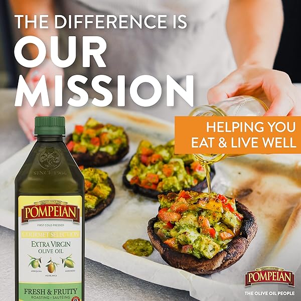 POMPEIAN GOURMET SELECTION EXTRA VIRGIN OLIVE OIL, CONTAINS POLYPHENOLS, FIRST COLD PRESSED, 24 FL OZ