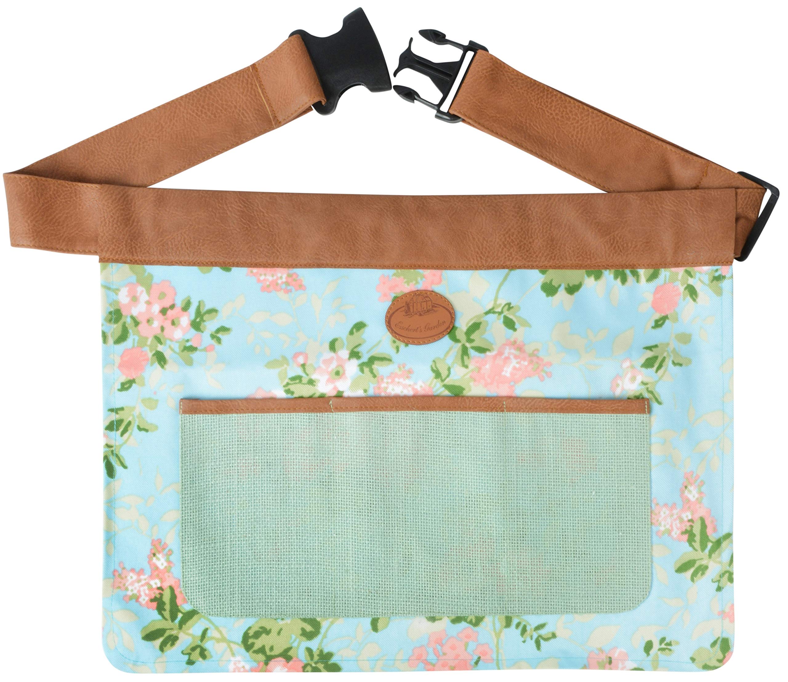 Floral Outdoor Gardening Tool Belt Adjustable Durable 4 Pockets Waist Apron (46cm x 35cm)