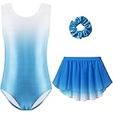 Zaclotre Gymnastics Leotards for Girls Sparkly Sleeveless Ballet Dance Dress Outfit Combo with Removable Skirt