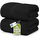 Utopia Towels - Luxurious Jumbo Bath Sheet 2 Piece - 600 GSM (35X70 Inches) 100% Ring Spun Cotton - Highly Absorbent and Quick Dry Extra Large Bath Towel - Super Soft Hotel Quality Towel (Black)