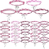 Otuuz Pink Bow Bracelets Coquette Pink Bow Party Favors Adjustable Braided Rope Cord Friendship Preppy Bracelets
