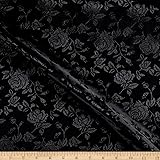 Rose Satin Jacquard Black, Fabric by the Yard