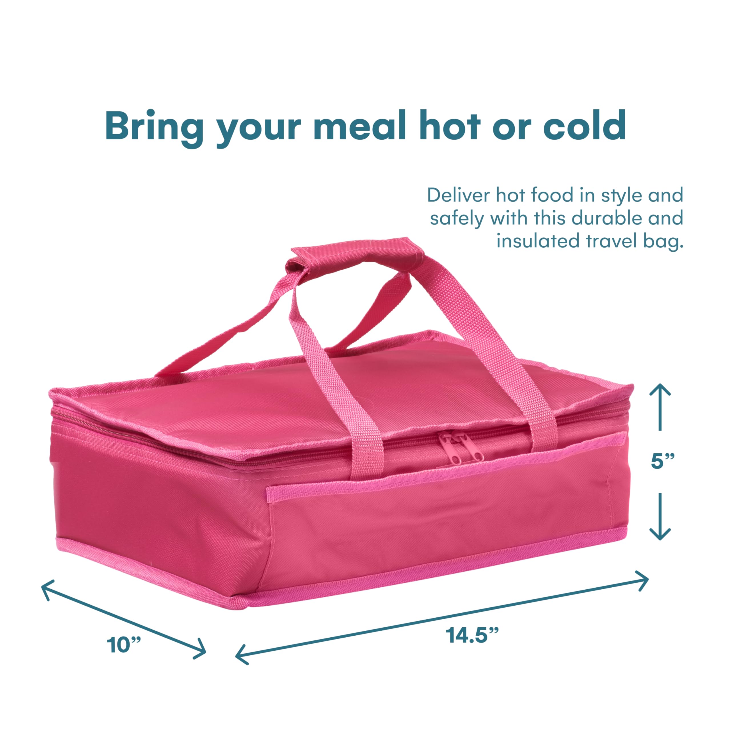 Dawhud Direct Insulated Casserole Carrier Bag - Food Transport Carrier for Hot or Cold Dishes - Thermal Travel Bags for Women, Picnics, Office, Parties - Pan Carrier - Pink