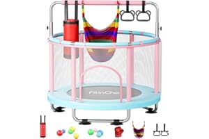 FITINONE 55" Toddler Mini Trampoline for Kids, Indoor Outdoor Toys with Swing, 440lbs Baby Kids Trampoline, Gymnastics Bar, Birthday Gifts for Boy Girl Age 1-8