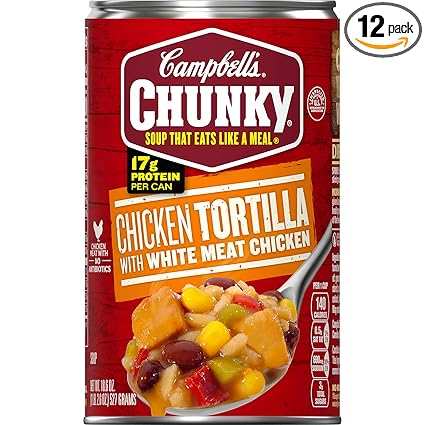Amazon Com Campbell S Chunky Soup Chicken Tortilla Soup With White Meat Chicken 18 6 Ounce Can Grocery Gourmet Food